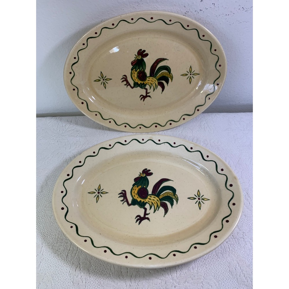 Metlox Poppytrail California Provincial Rooster Oval Serving Platter Set of 2